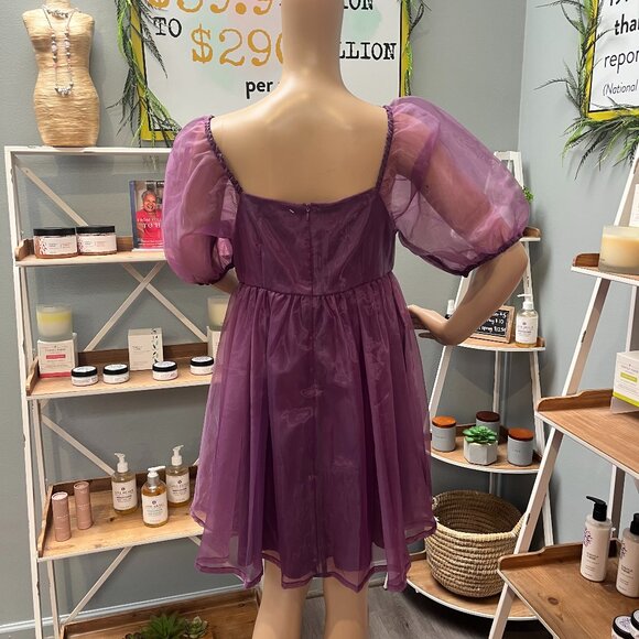 NWOT Women's TCEC Magenta Babydoll Dress - Picture 2 of 5